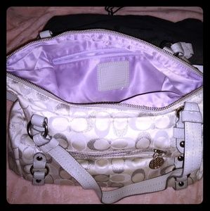 Coach Purse Large White and Silver Purse